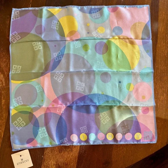 GIVENCHY Colorful 100% Silk Scarf - Picture 6 of 6